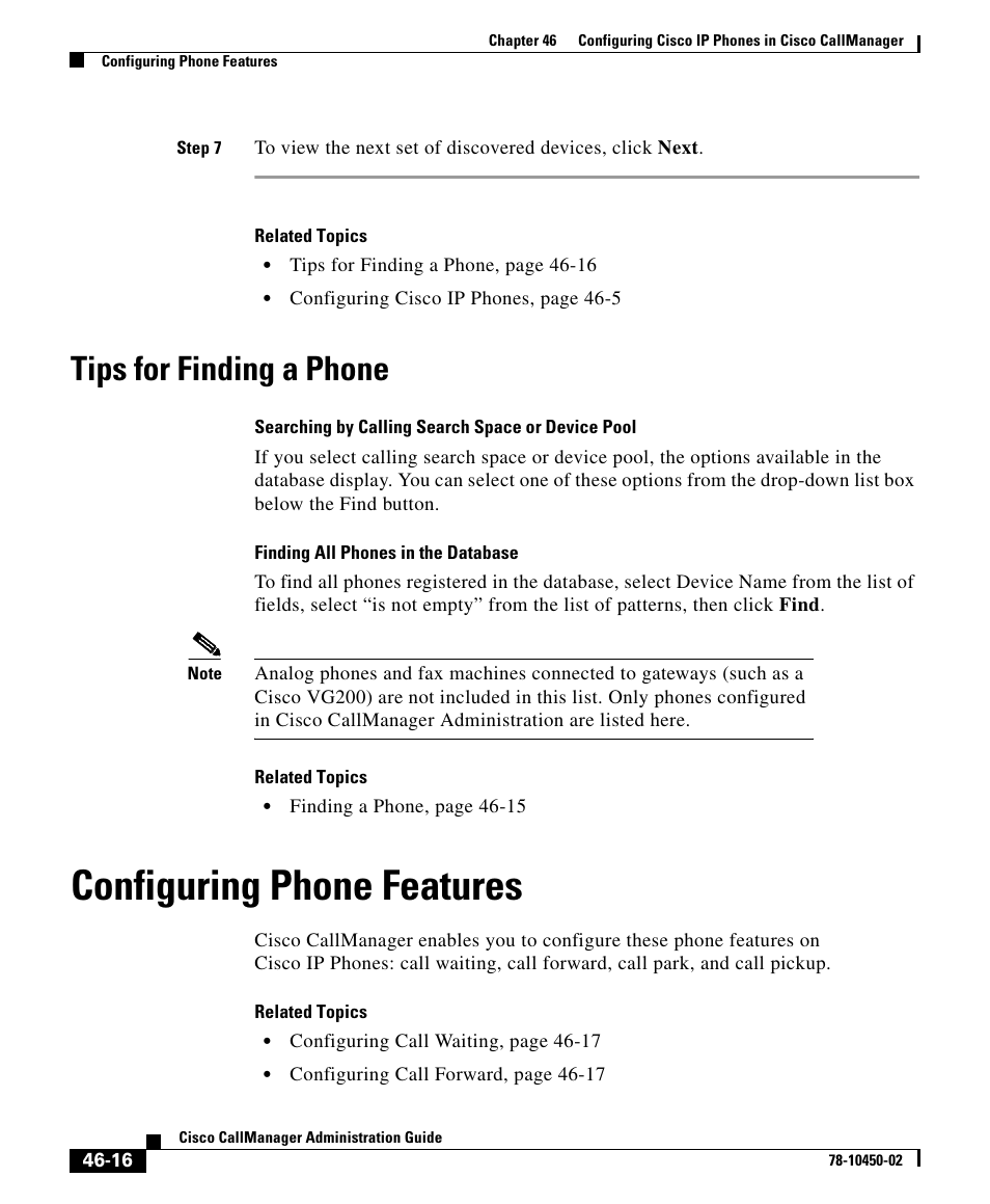 Tips for finding a phone, Configuring phone features | Cisco 78-10450-02 User Manual | Page 16 / 26