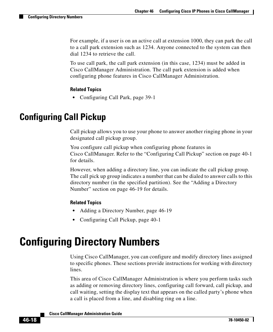 Configuring call pickup, Configuring directory numbers | Cisco 78-10450-02 User Manual | Page 18 / 26