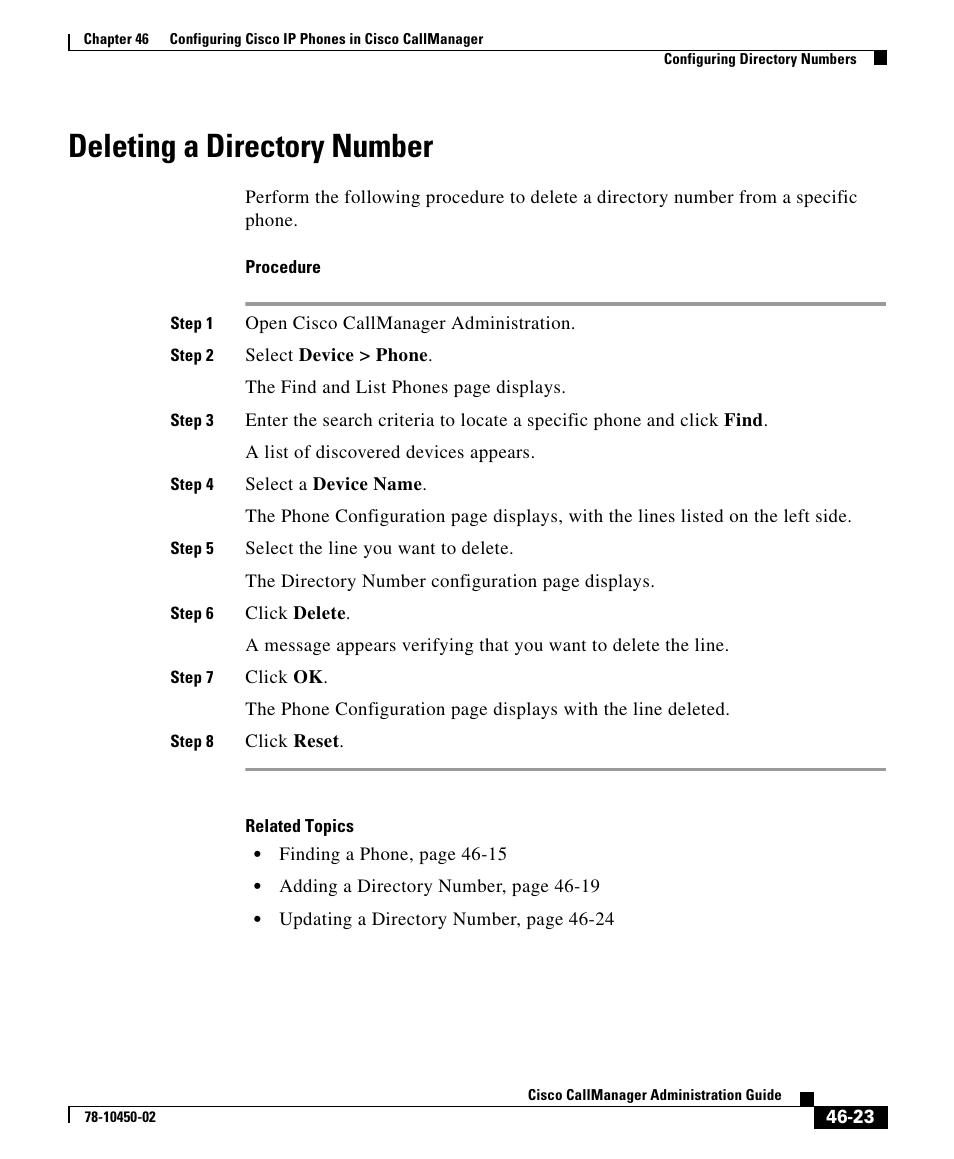 Deleting a directory number | Cisco 78-10450-02 User Manual | Page 23 / 26