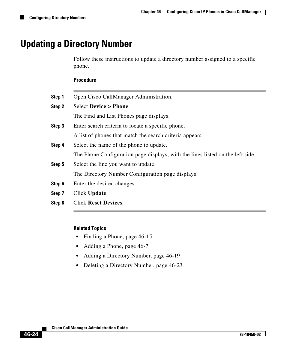 Updating a directory number | Cisco 78-10450-02 User Manual | Page 24 / 26