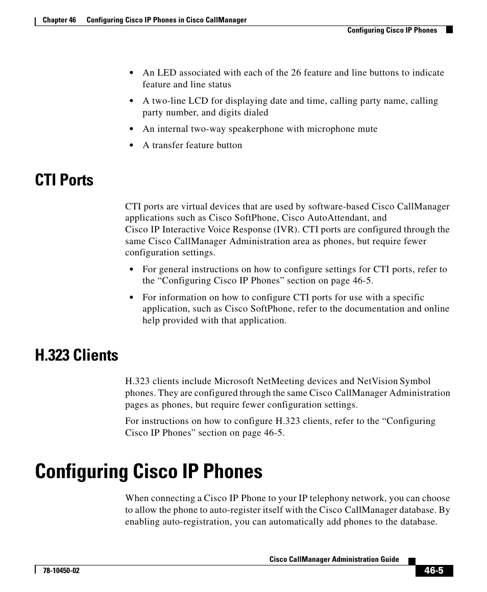 Cti ports, H.323 clients, Configuring cisco ip phones | Cisco 78-10450-02 User Manual | Page 5 / 26