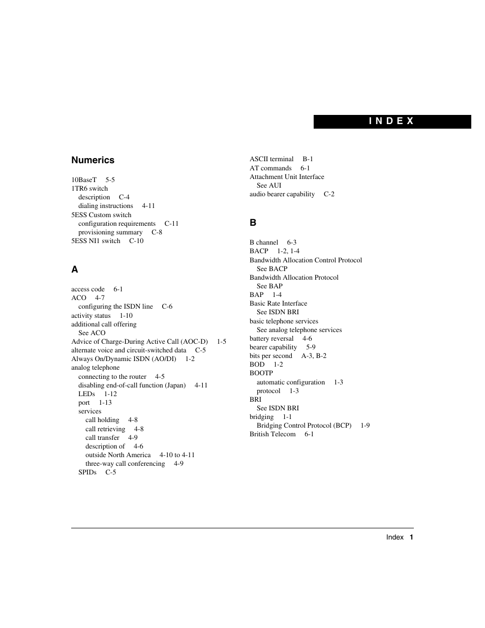 Index | Cisco 700 User Manual | Page 111 / 118