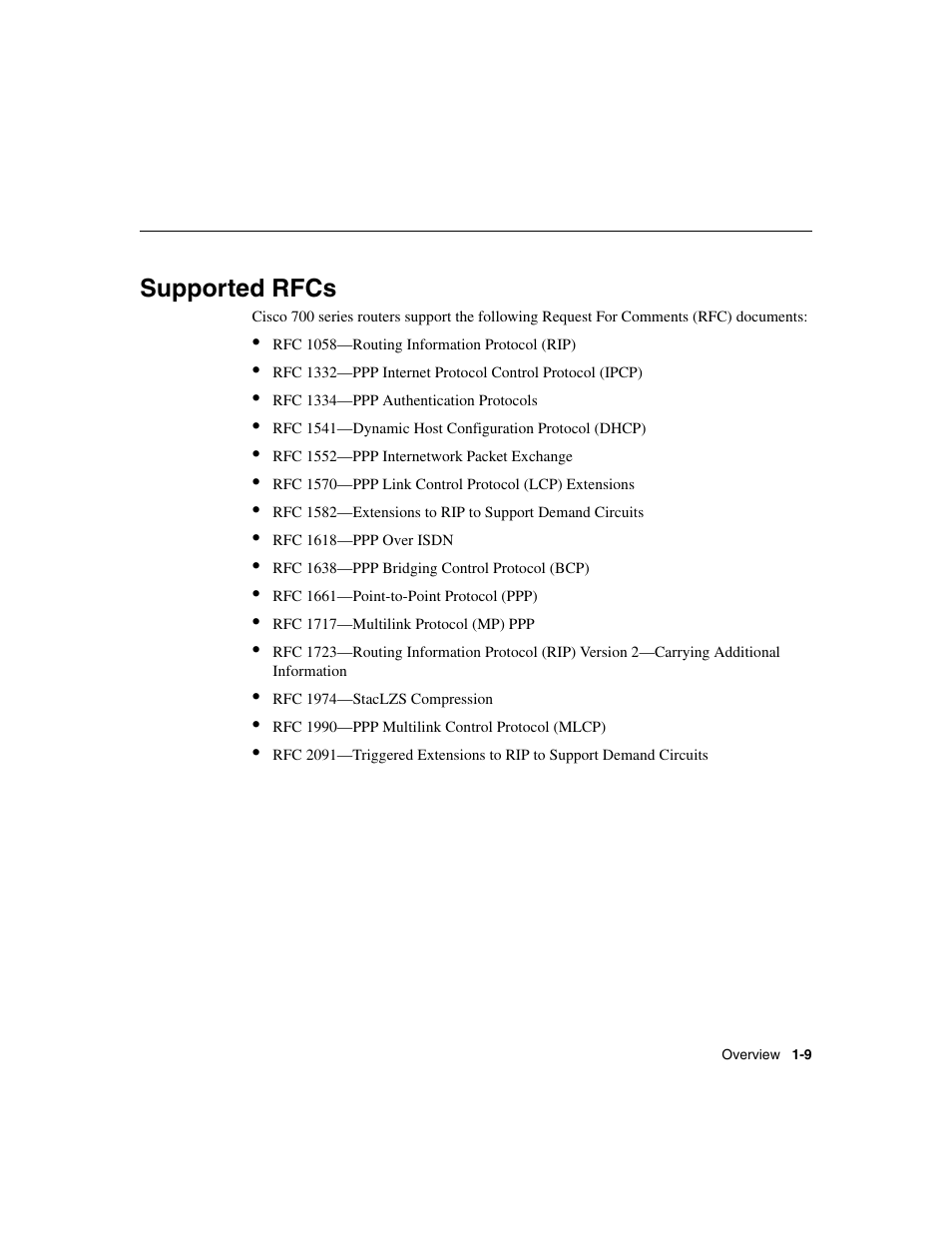 Supported rfcs | Cisco 700 User Manual | Page 23 / 118