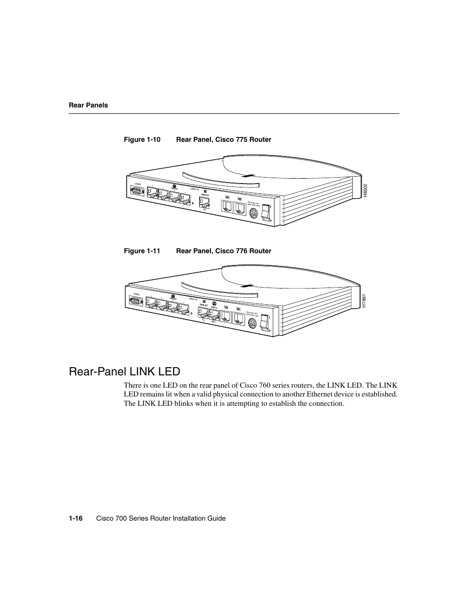 Rear-panel link led, H figure 1-11 | Cisco 700 User Manual | Page 30 / 118