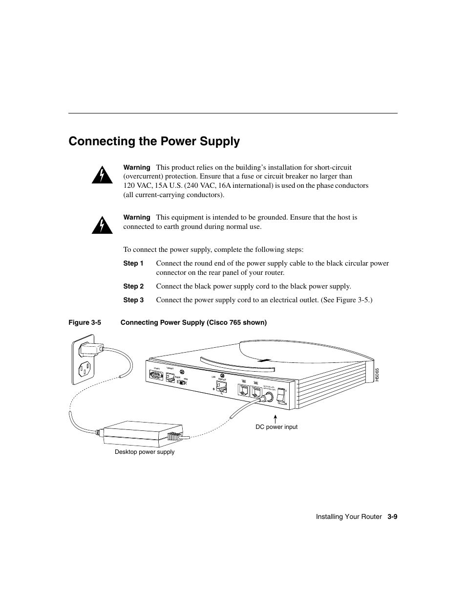 Connecting the power supply | Cisco 700 User Manual | Page 45 / 118