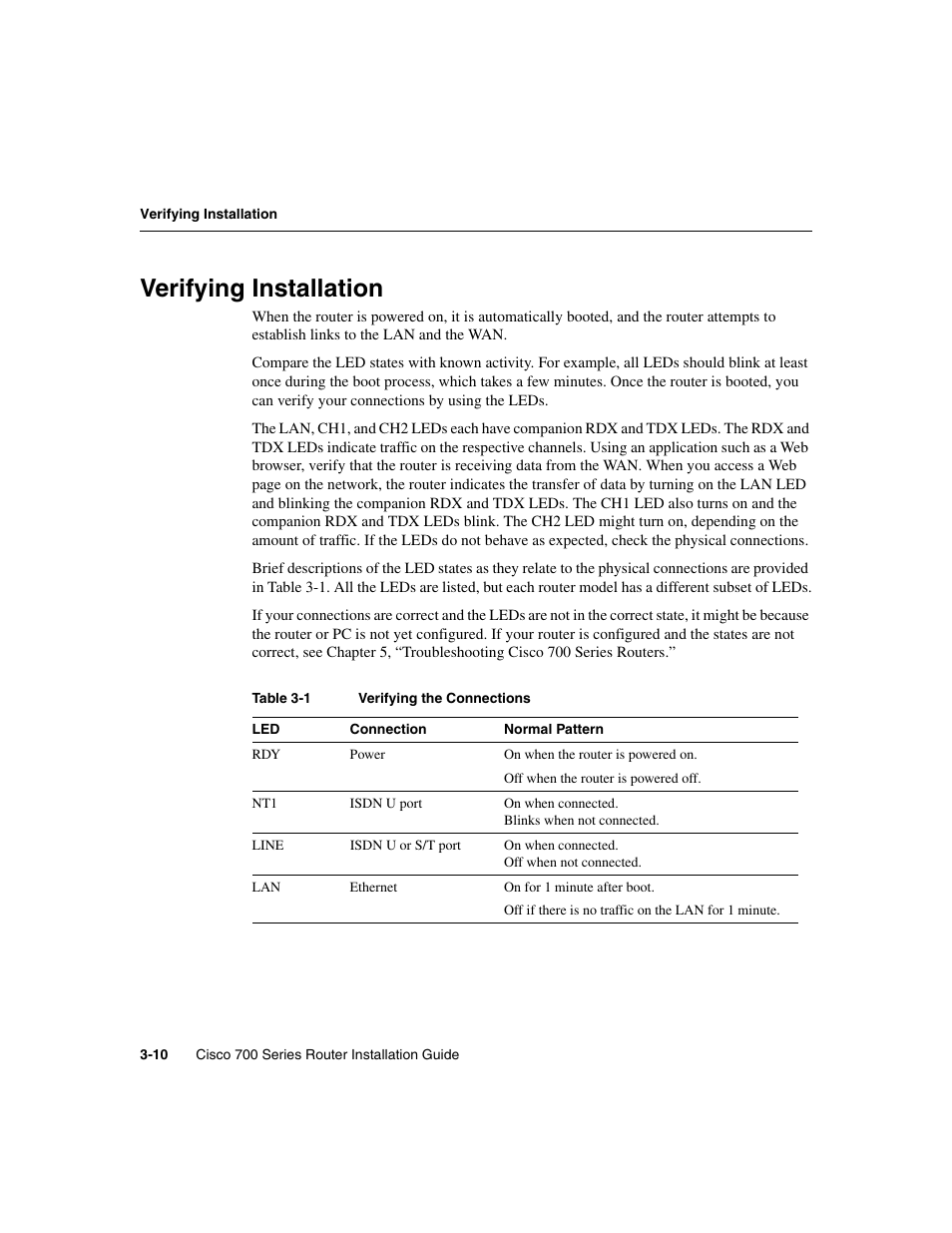 Verifying installation | Cisco 700 User Manual | Page 46 / 118