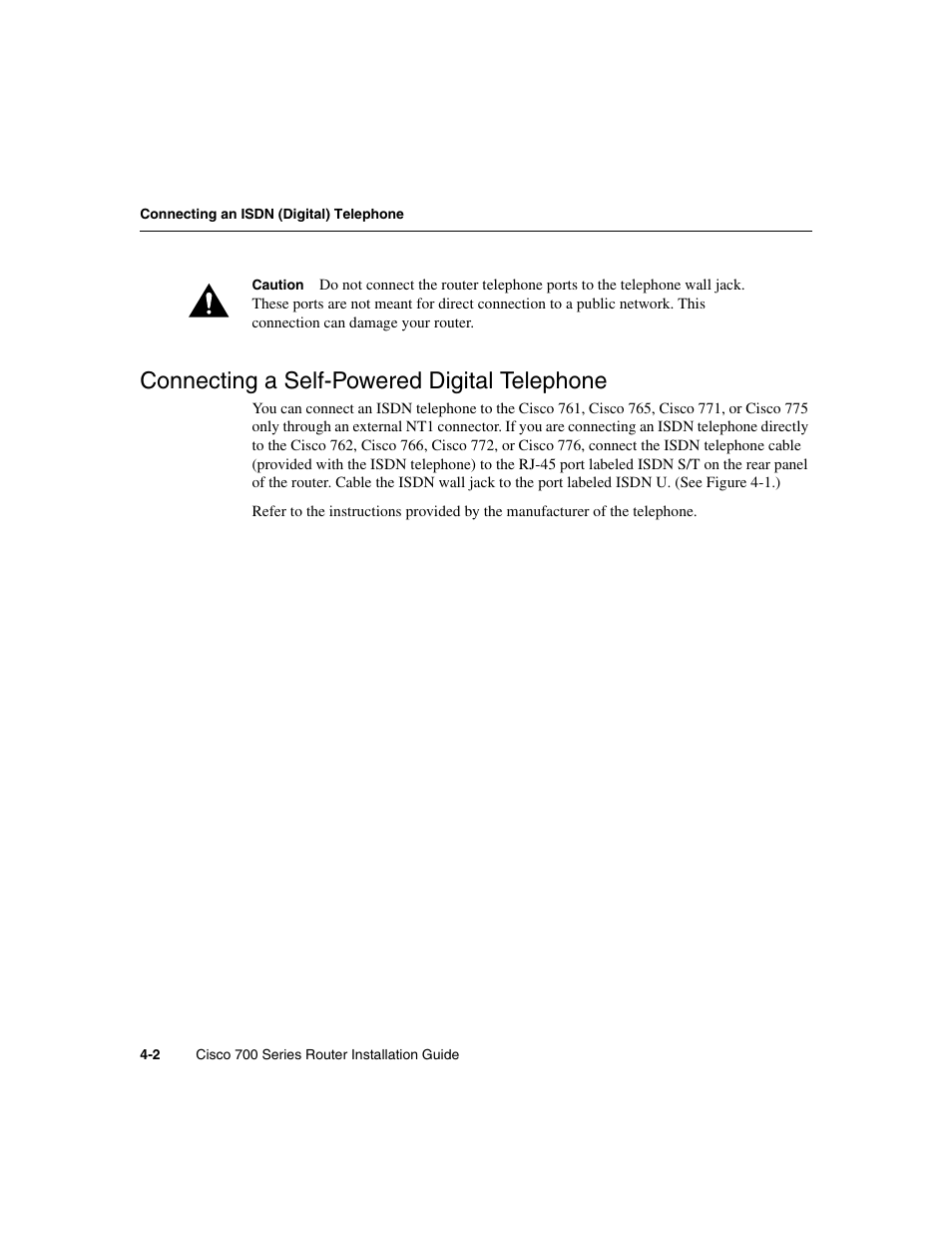 Connecting a self-powered digital telephone | Cisco 700 User Manual | Page 50 / 118