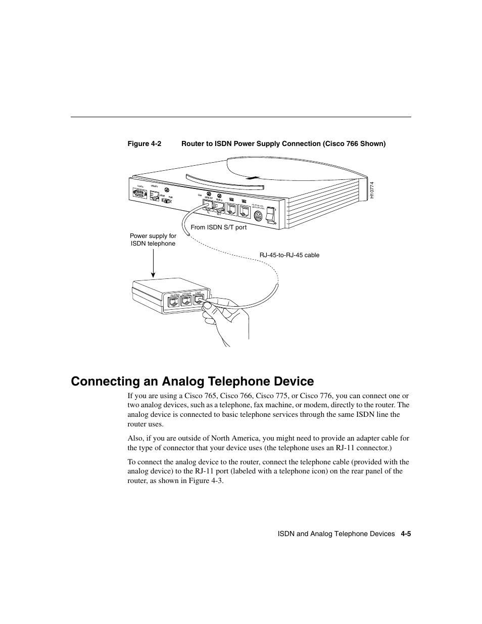 Connecting an analog telephone device | Cisco 700 User Manual | Page 53 / 118