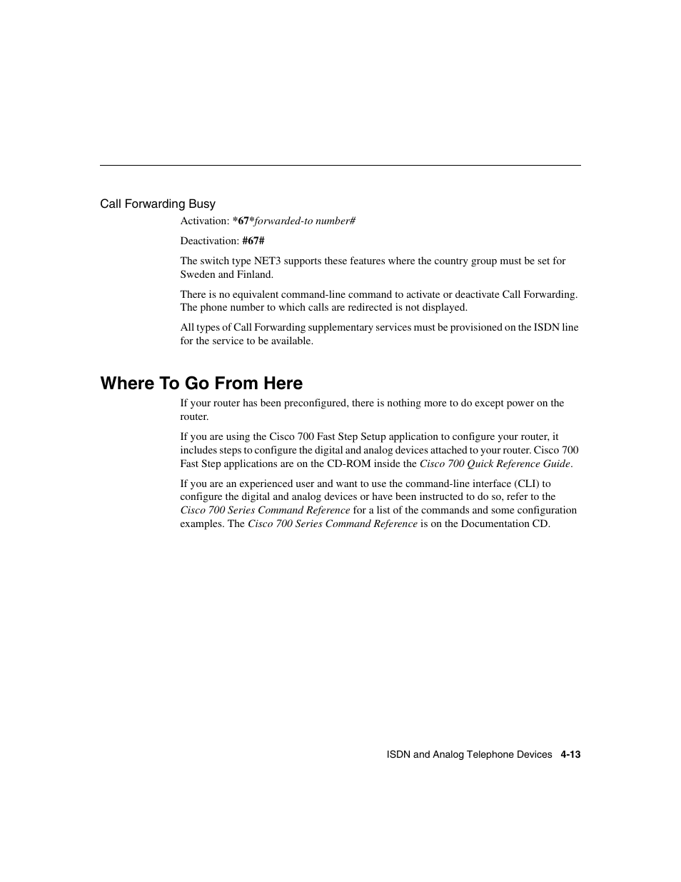 Call forwarding busy, Where to go from here | Cisco 700 User Manual | Page 61 / 118