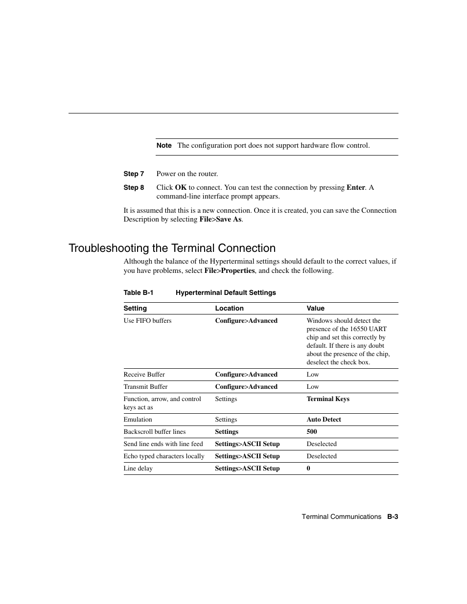 Troubleshooting the terminal connection | Cisco 700 User Manual | Page 89 / 118