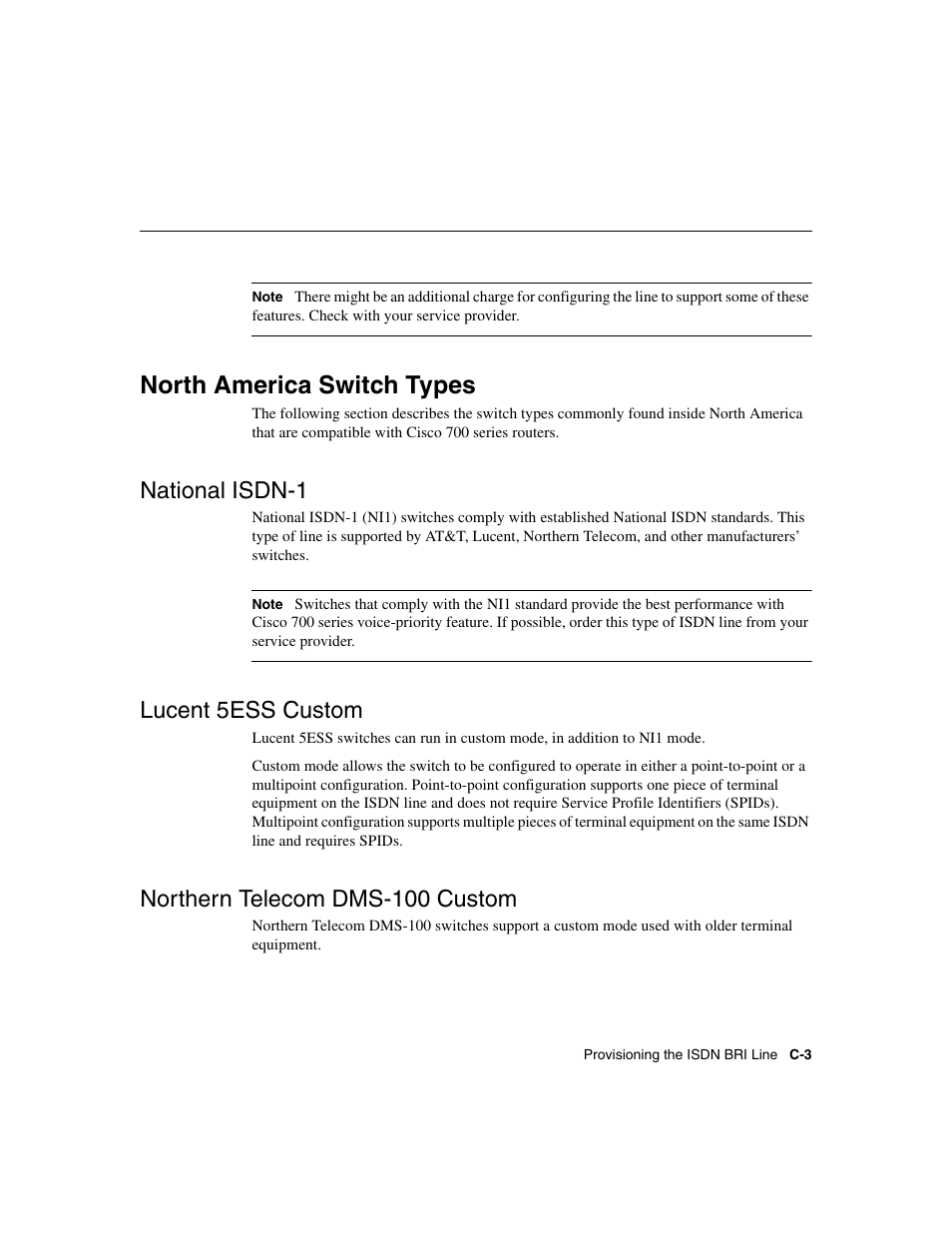 North america switch types, National isdn-1, Lucent5ess custom | Northern telecom dms-100 custom, Lucent 5ess custom | Cisco 700 User Manual | Page 99 / 118