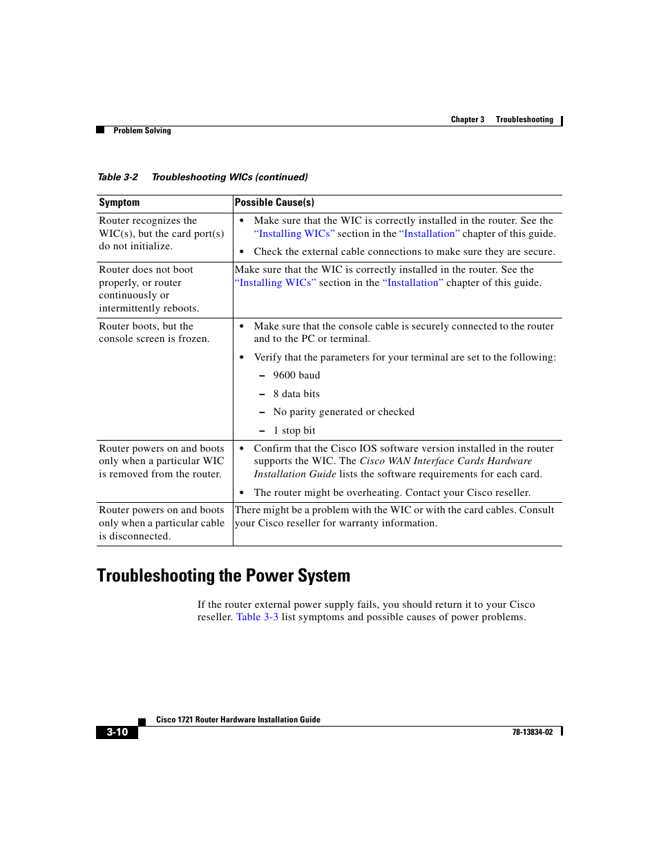 Troubleshooting the power system | Cisco 1721 User Manual | Page 60 / 92