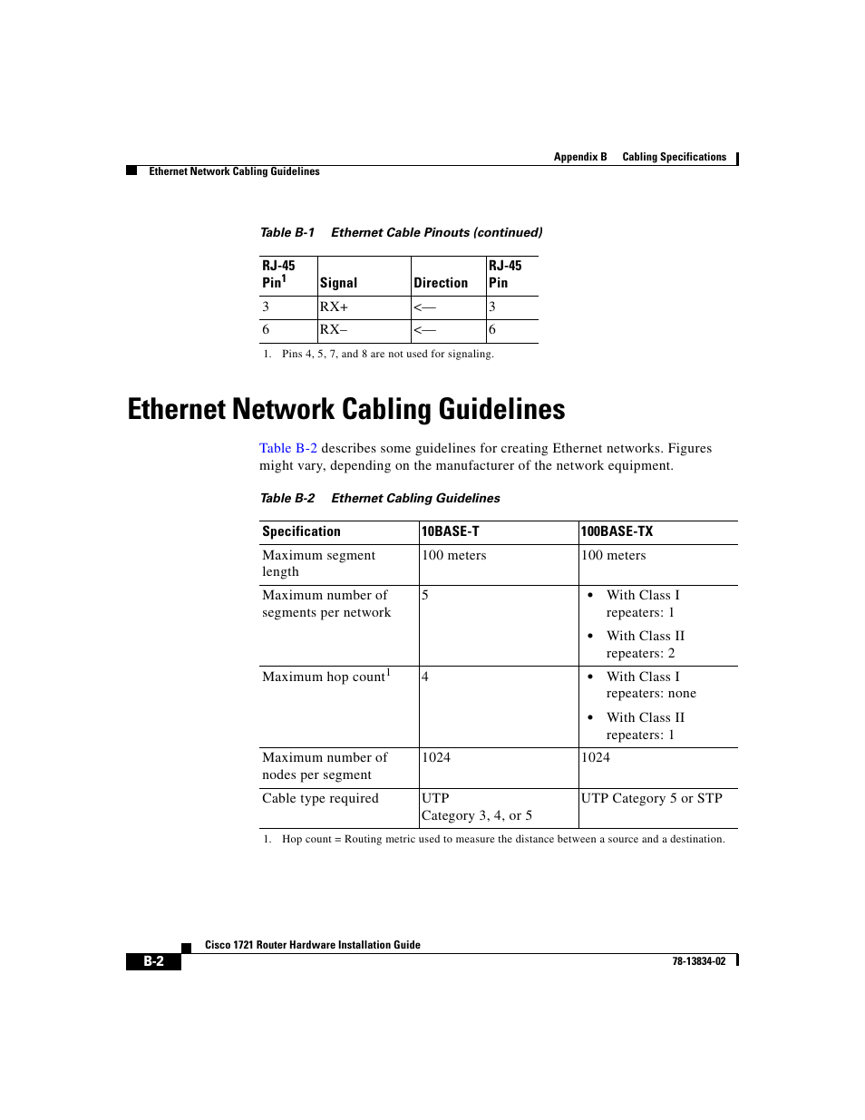 Ethernet network cabling guidelines | Cisco 1721 User Manual | Page 66 / 92