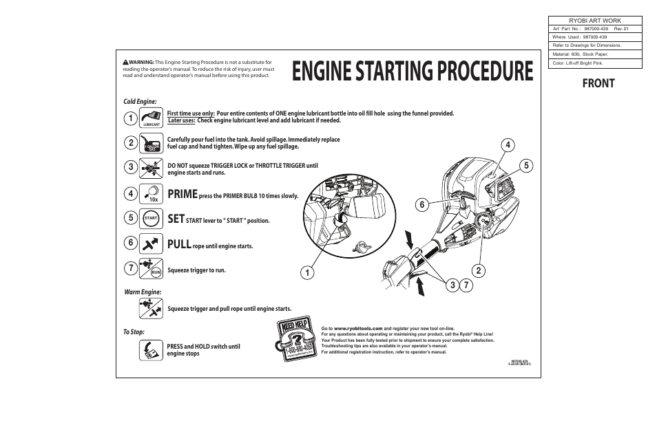 Ryobi RY34420 User Manual | 2 pages