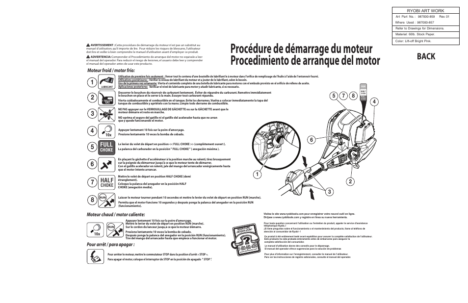Back, Full, Half | Ryobi RY34421 User Manual | Page 2 / 2