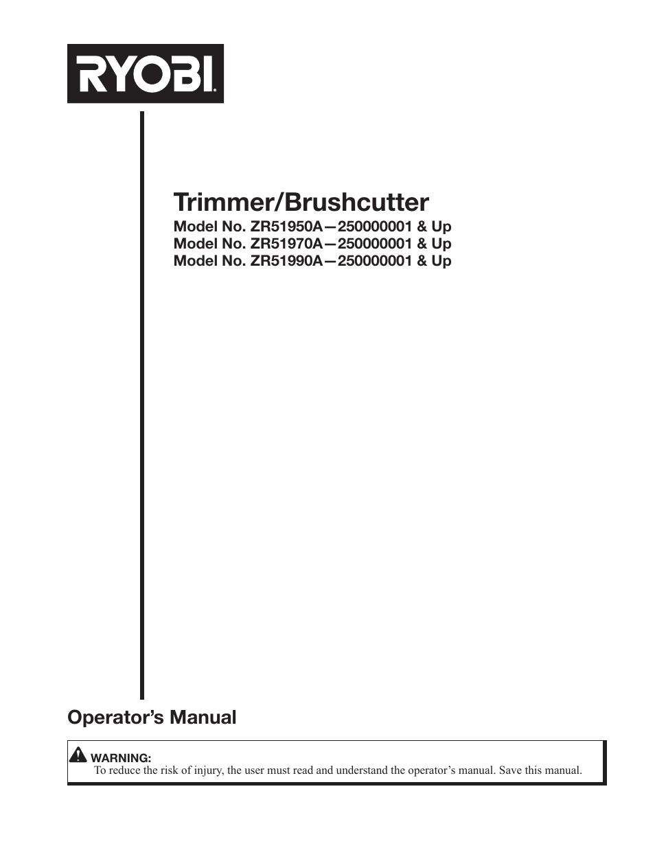 Ryobi ZR51950A User Manual | 28 pages