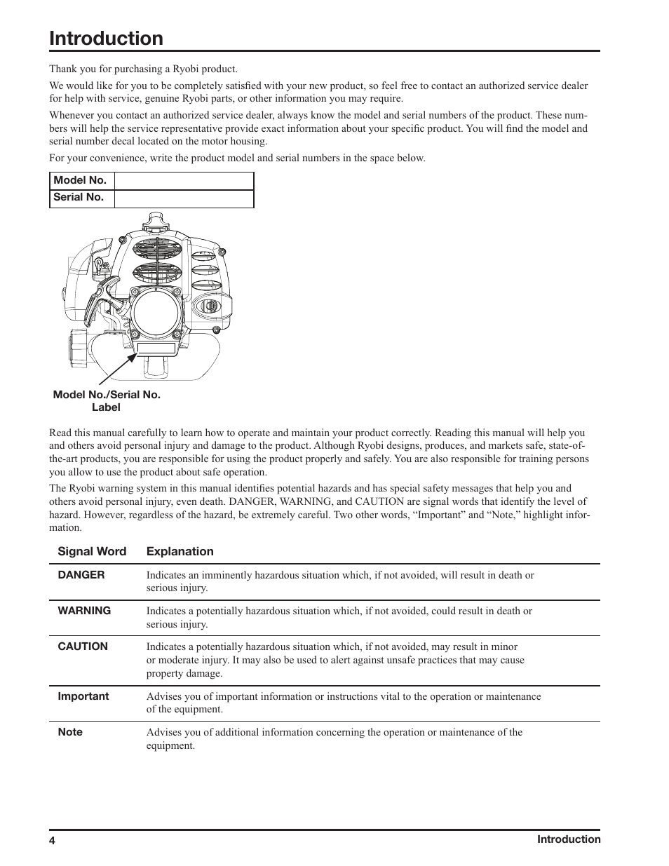 Introduction | Ryobi ZR51950A User Manual | Page 4 / 28