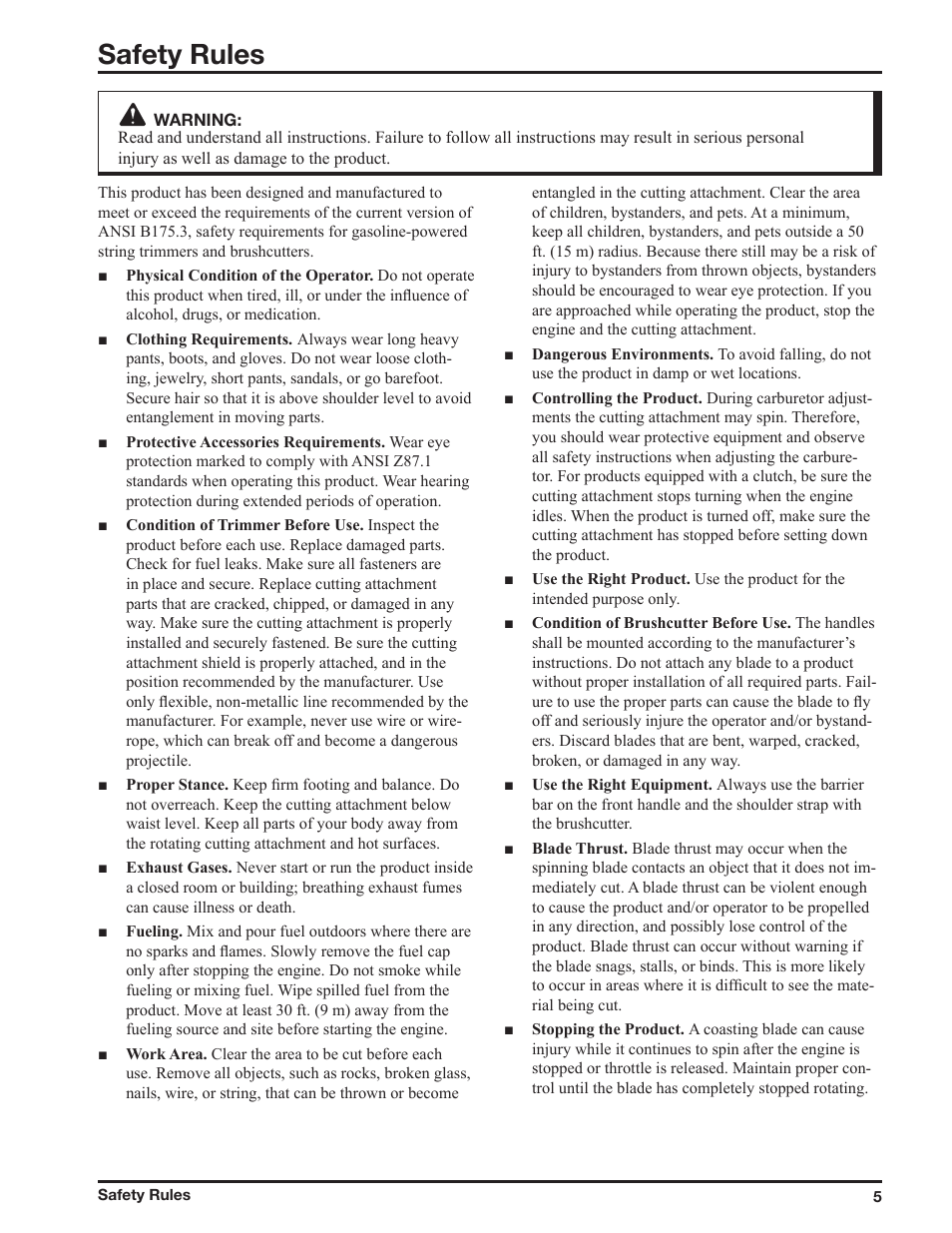 Safety rules | Ryobi ZR51950A User Manual | Page 5 / 28