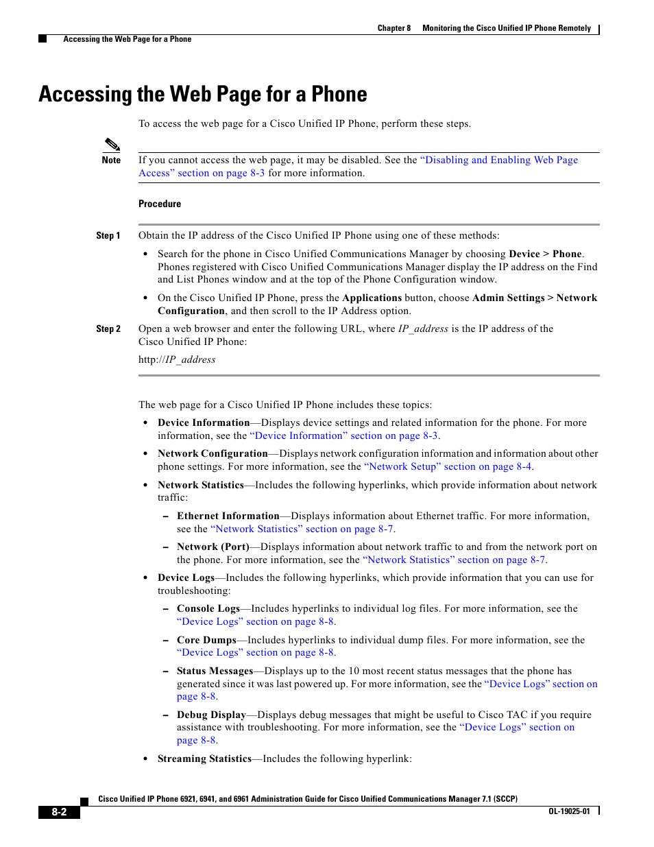 Accessing the web page for a phone | Cisco OL-19025-01 User Manual | Page 2 / 10