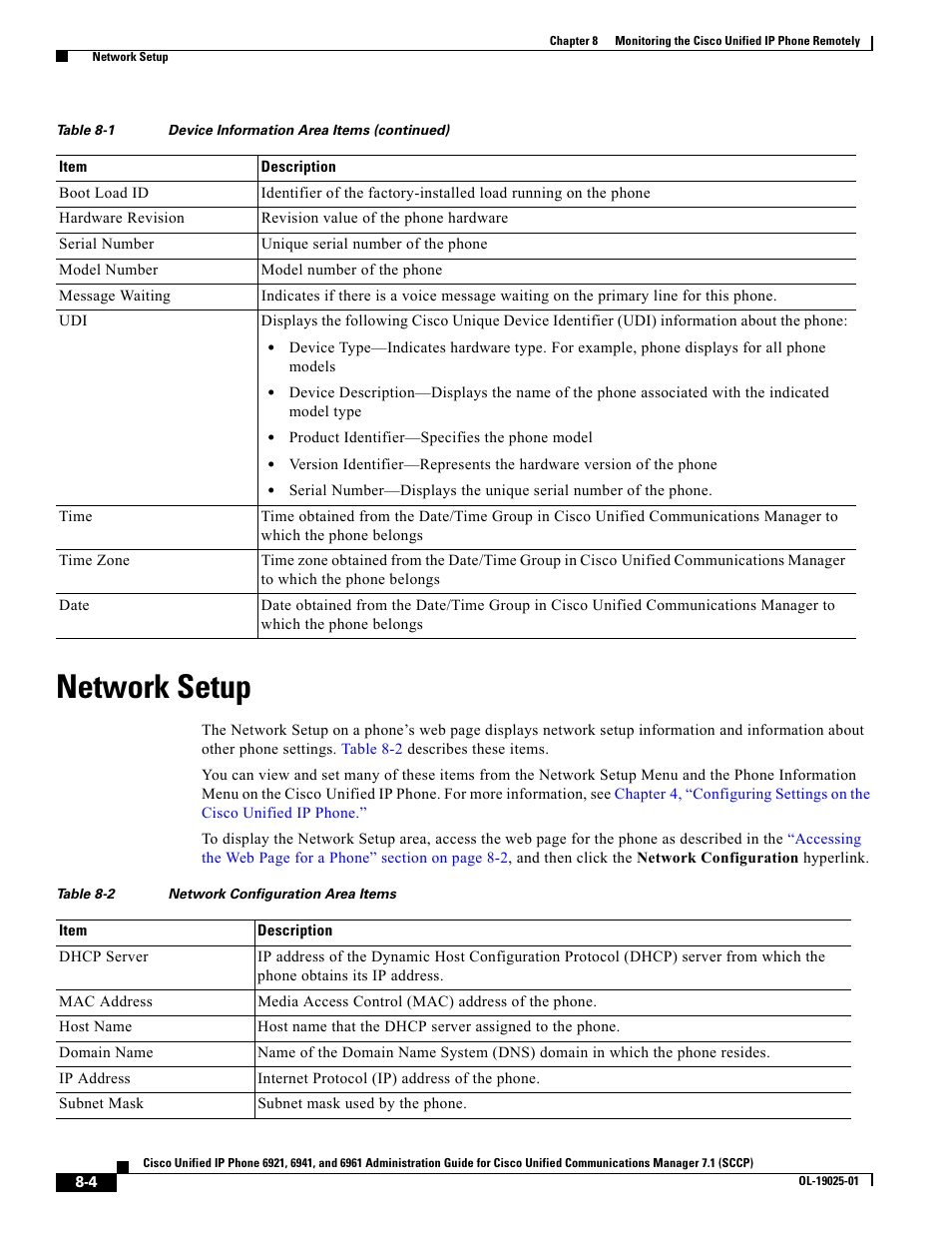 Network setup | Cisco OL-19025-01 User Manual | Page 4 / 10
