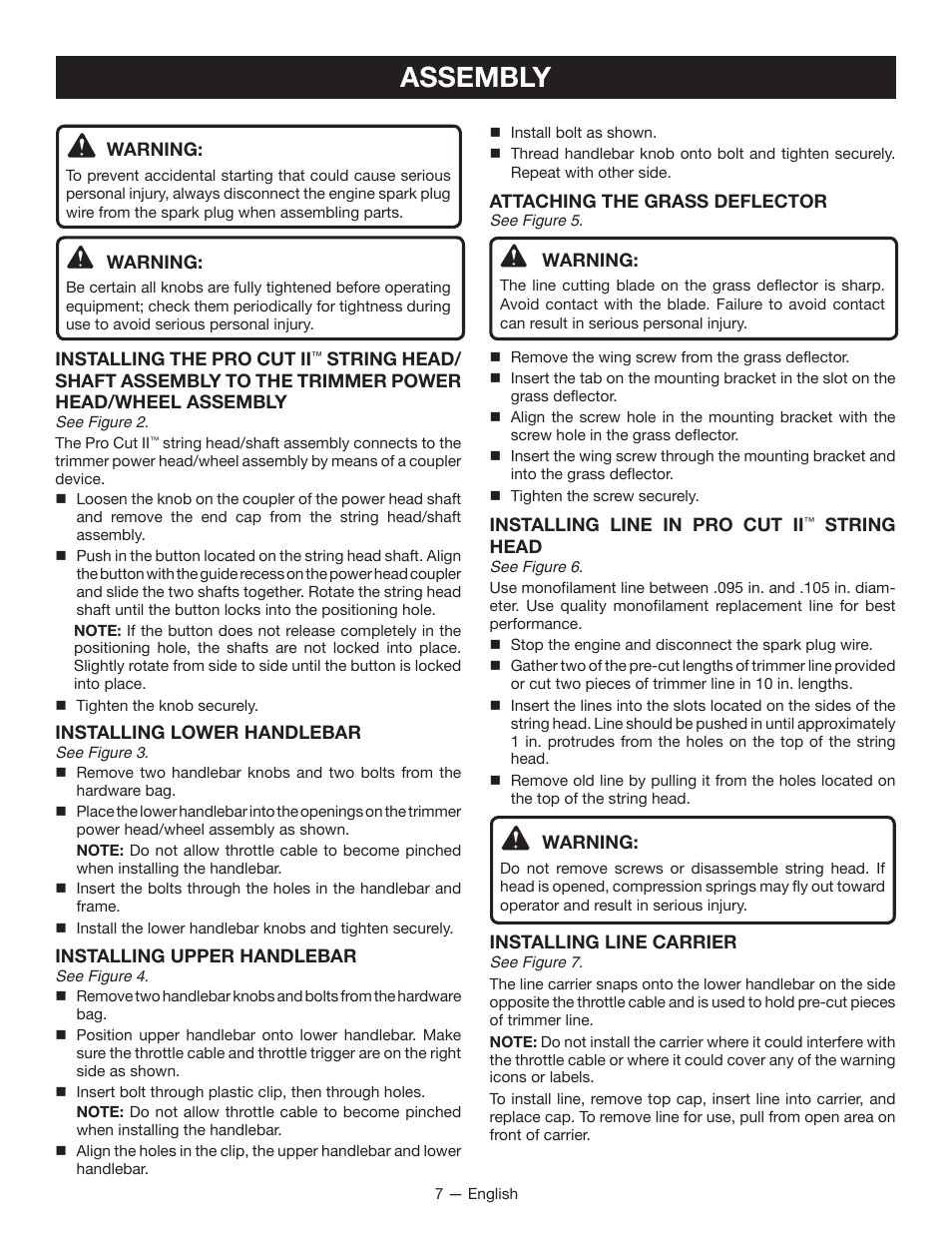 Assembly | Ryobi RY13015 User Manual | Page 11 / 48