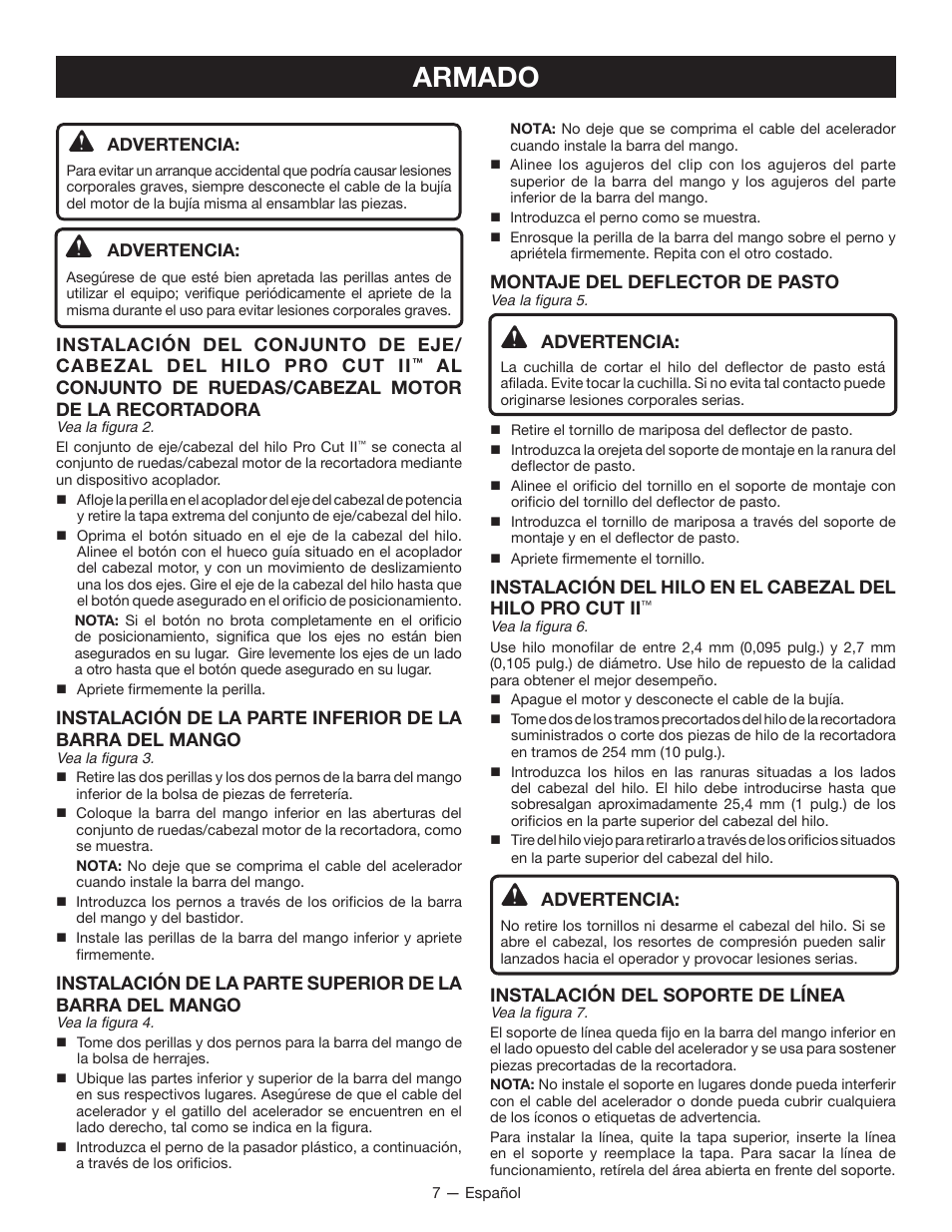 Armado | Ryobi RY13015 User Manual | Page 39 / 48