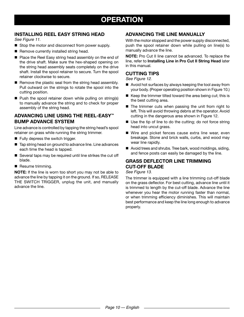 Operation | Ryobi RY41131 User Manual | Page 14 / 40