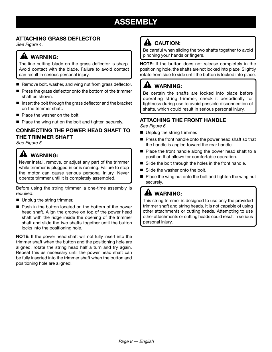 Assembly | Ryobi RY41131 User Manual | Page 12 / 40