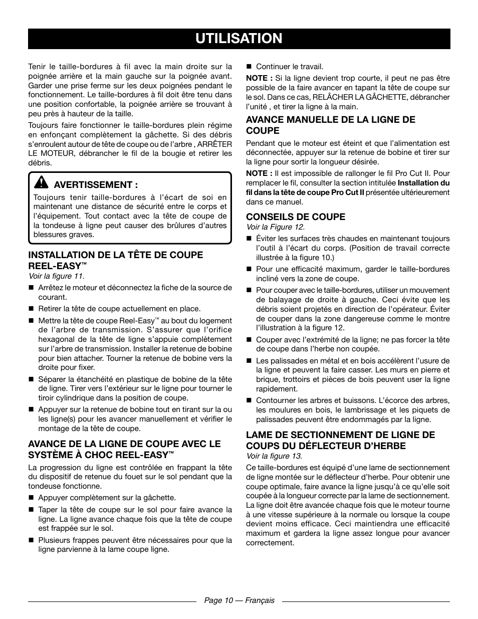 Utilisation | Ryobi RY41131 User Manual | Page 25 / 40