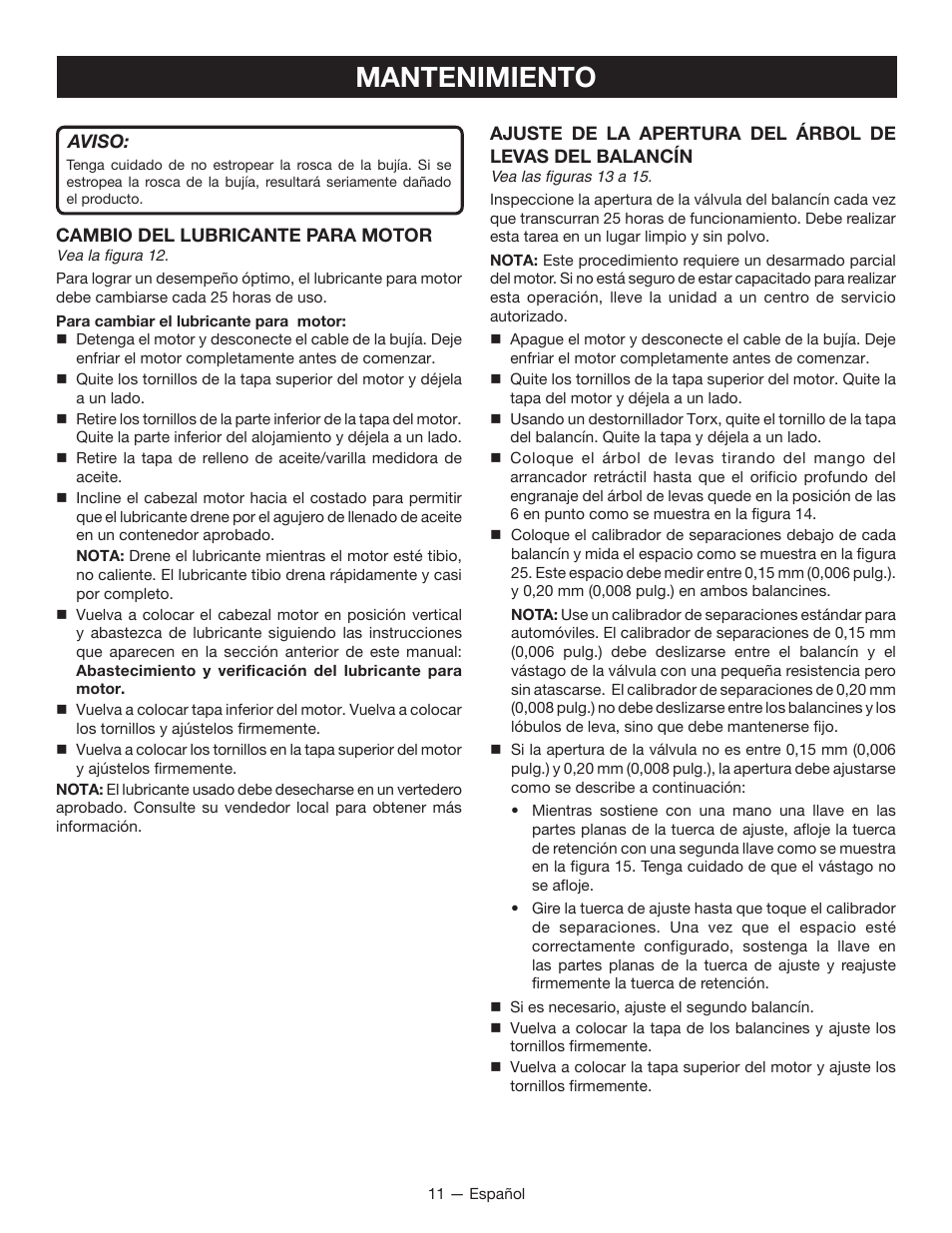 Mantenimiento | Ryobi RY34005 User Manual | Page 41 / 50