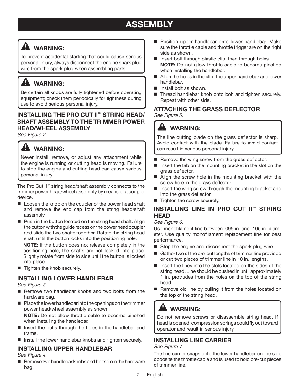 Assembly | Ryobi RY13016 User Manual | Page 11 / 44