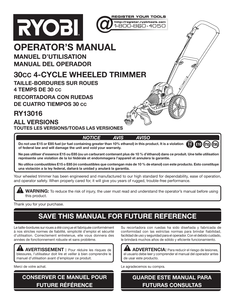 Ryobi RY13016 User Manual | 44 pages