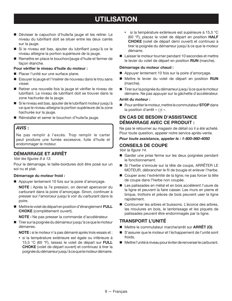 Utilisation | Ryobi RY13016 User Manual | Page 25 / 44