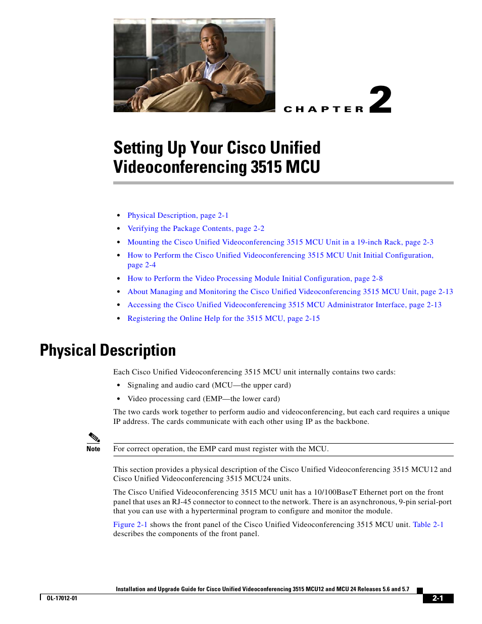 Physical description, C h a p t e r | Cisco 3515 MCU24 User Manual | Page 13 / 44