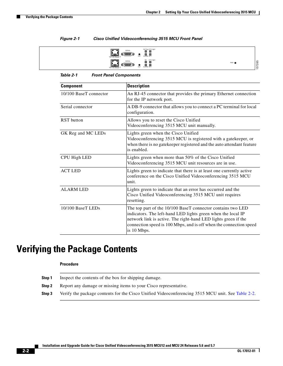 Verifying the package contents | Cisco 3515 MCU24 User Manual | Page 14 / 44