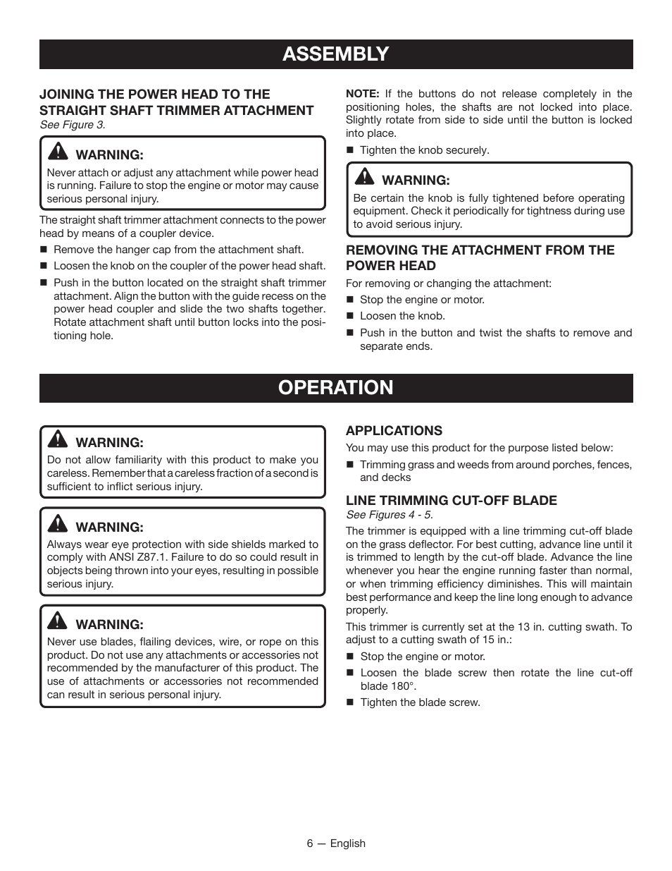 Assembly operation | Ryobi RY40220 User Manual | Page 6 / 28