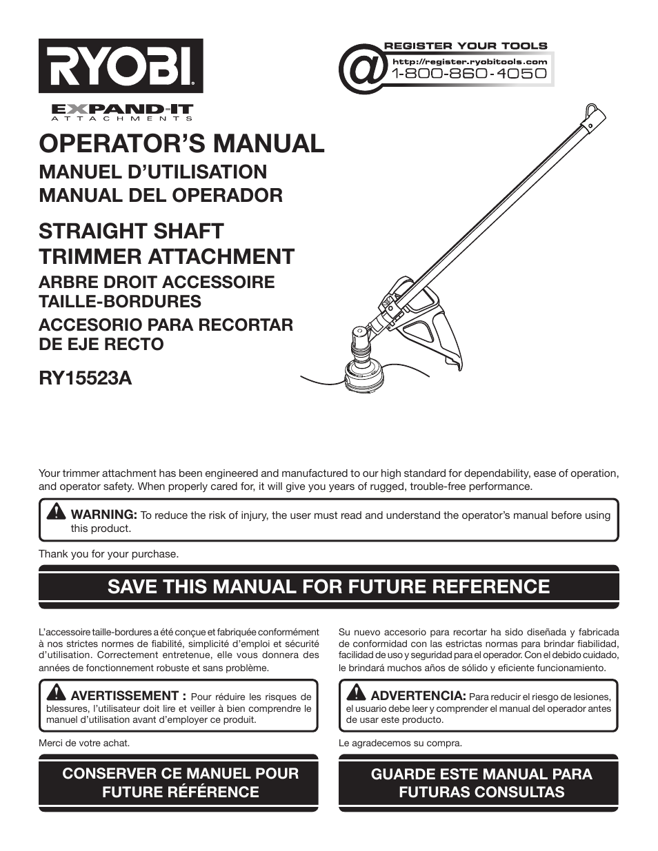 Ryobi RY40220 User Manual | 28 pages