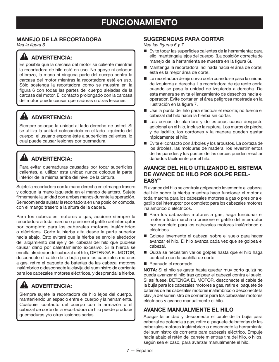 Funcionamiento | Ryobi RY40220 User Manual | Page 23 / 28