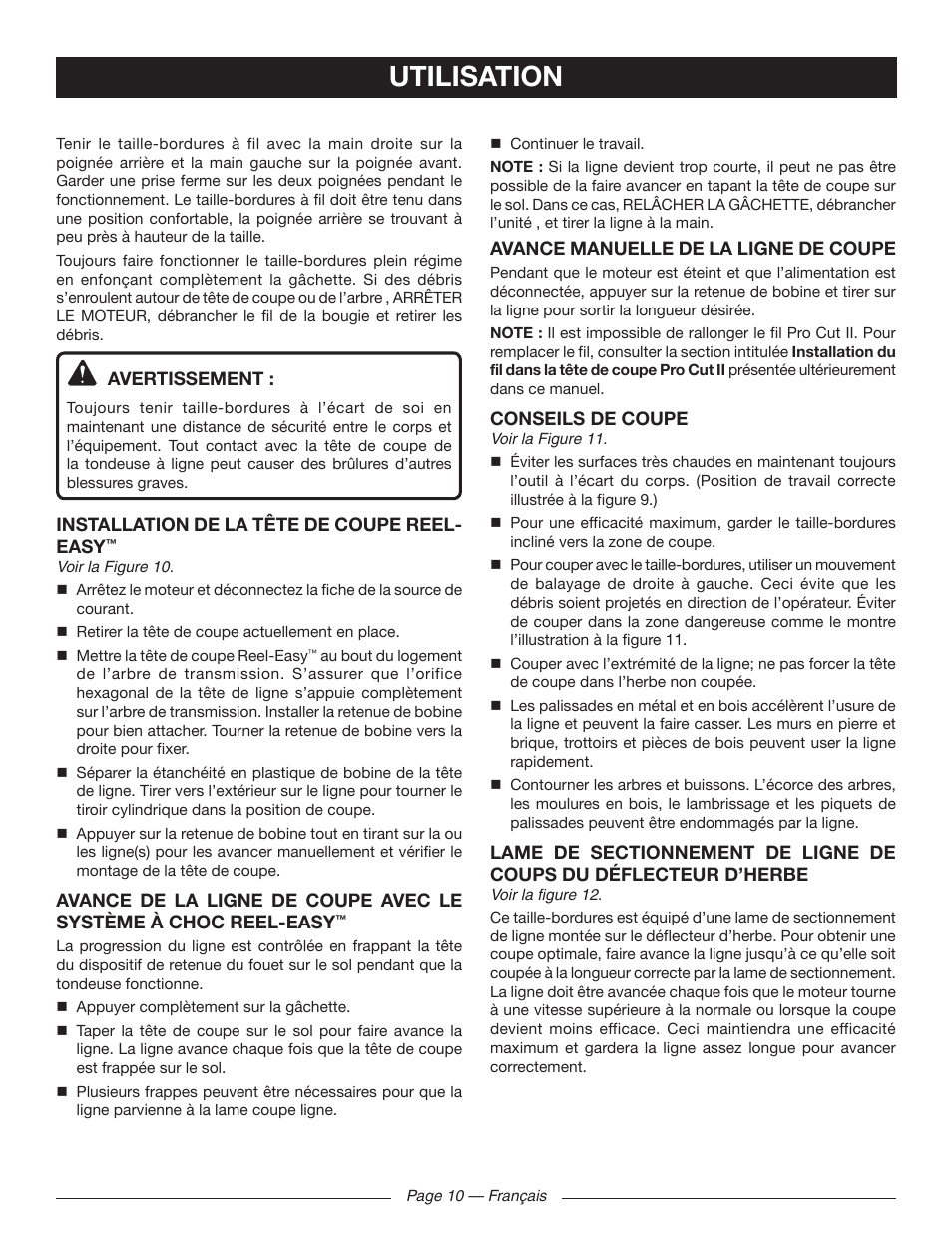 Utilisation | Ryobi RY41130 User Manual | Page 25 / 40