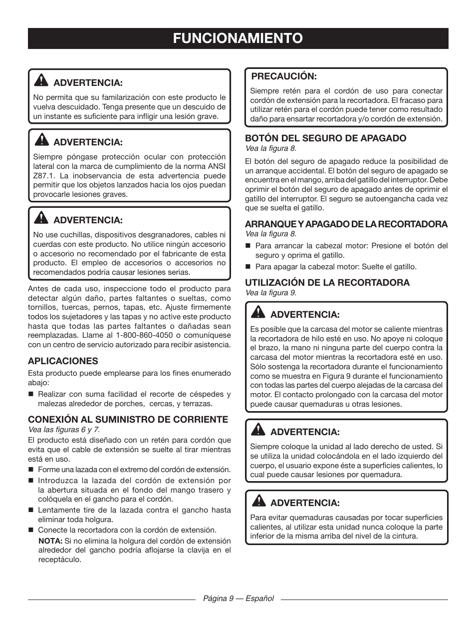 Funcionamiento | Ryobi RY41130 User Manual | Page 35 / 40
