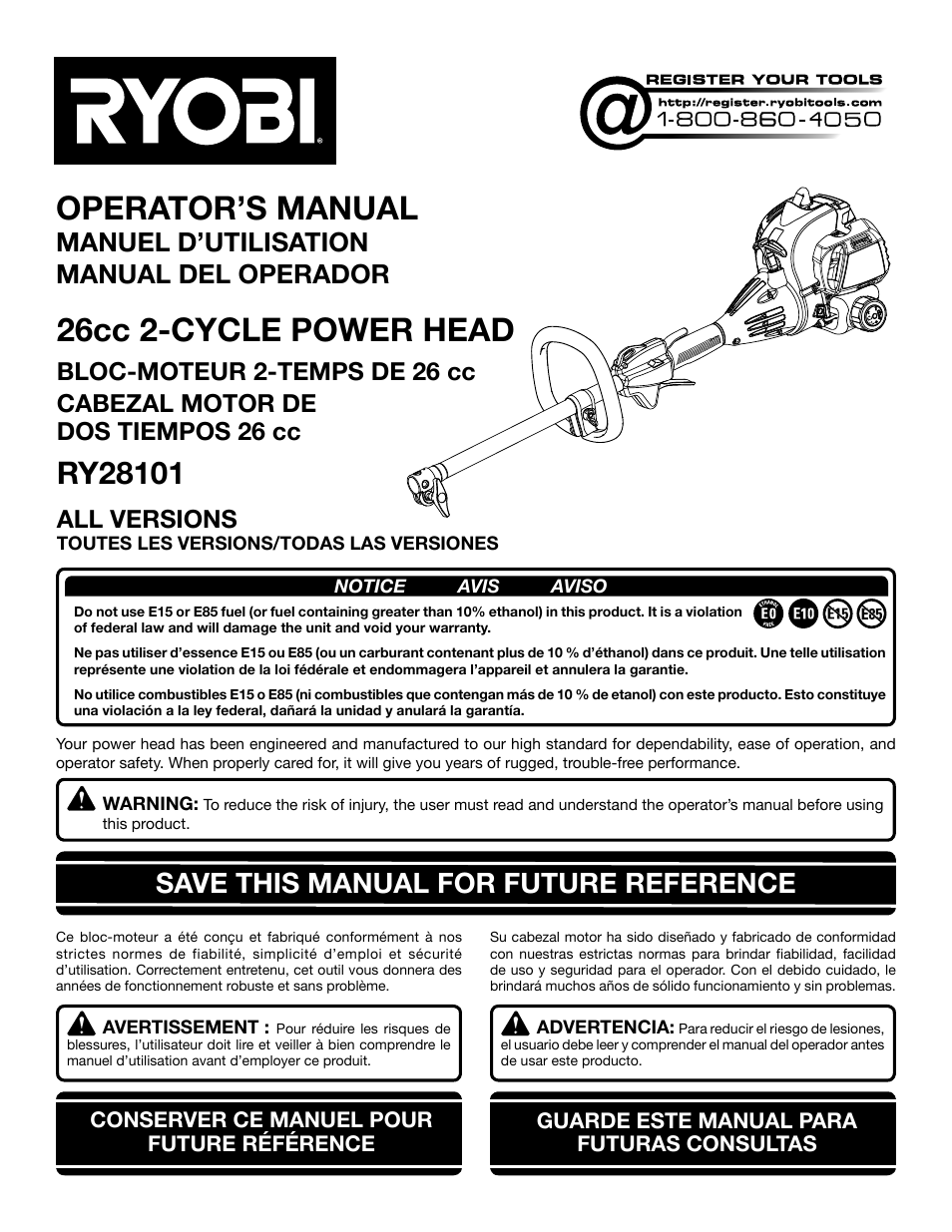 Ryobi RY28101 User Manual | 38 pages