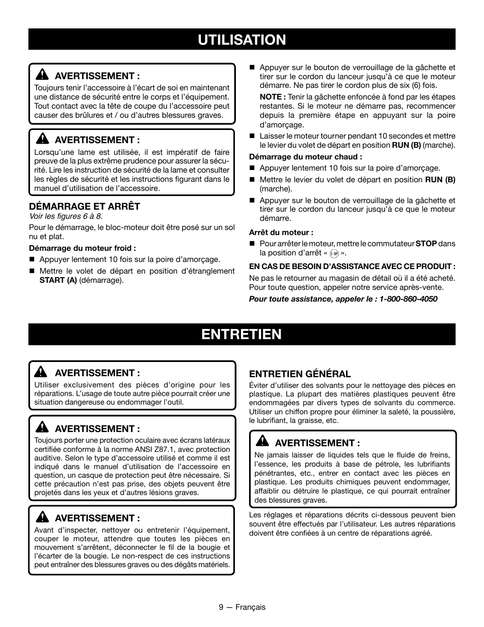 Utilisation, Entretien | Ryobi RY28101 User Manual | Page 22 / 38