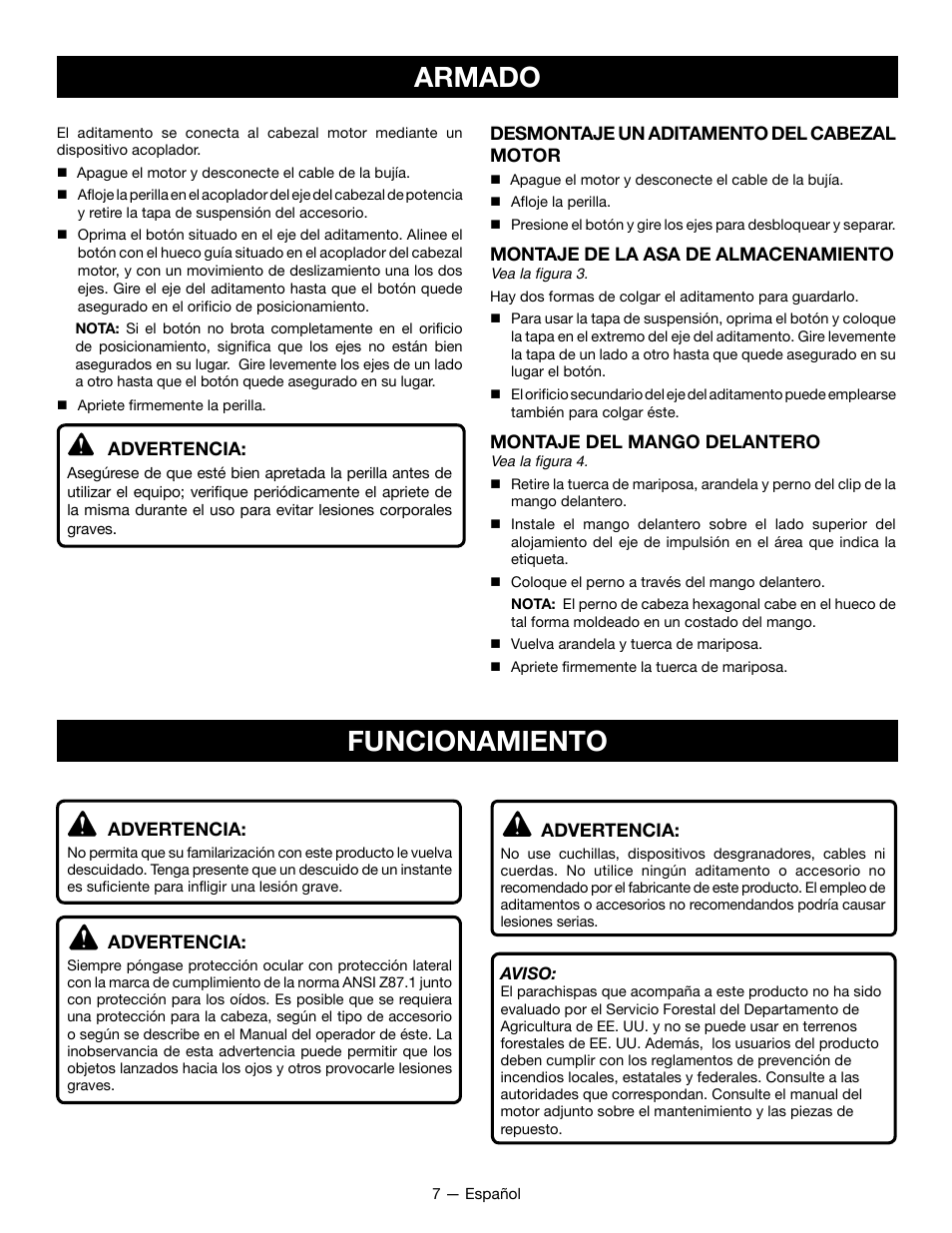 Armado, Funcionamiento | Ryobi RY28101 User Manual | Page 31 / 38