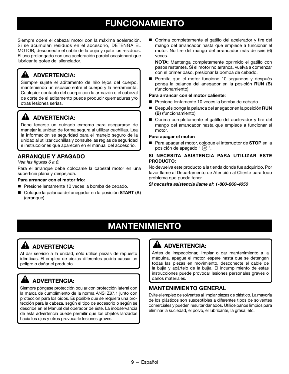 Funcionamiento, Mantenimiento | Ryobi RY28101 User Manual | Page 33 / 38