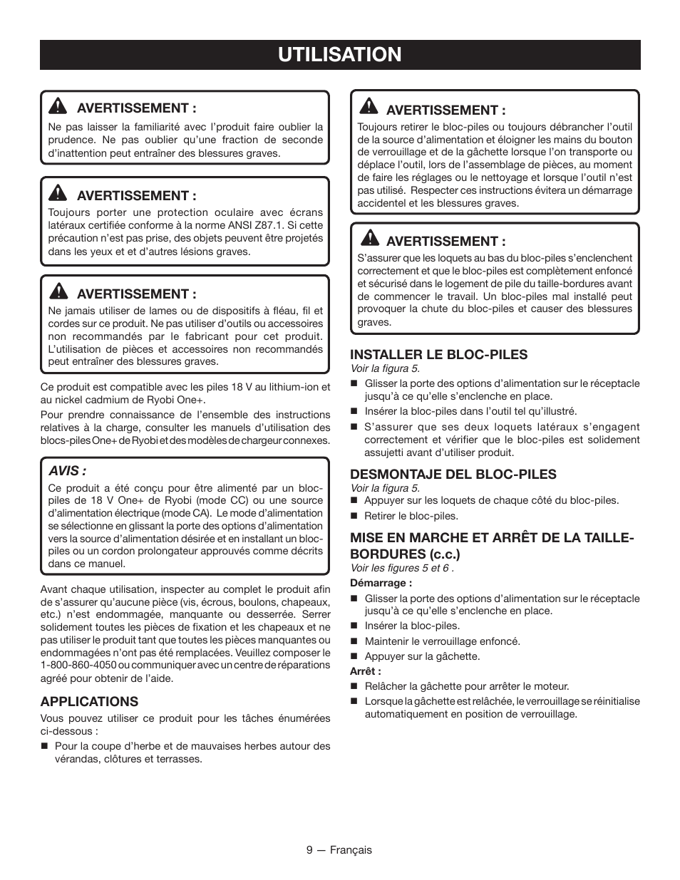 Utilisation | Ryobi P2200 User Manual | Page 26 / 44