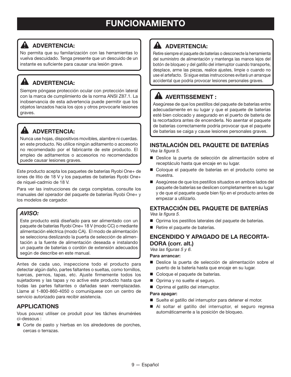 Funcionamiento | Ryobi P2200 User Manual | Page 38 / 44