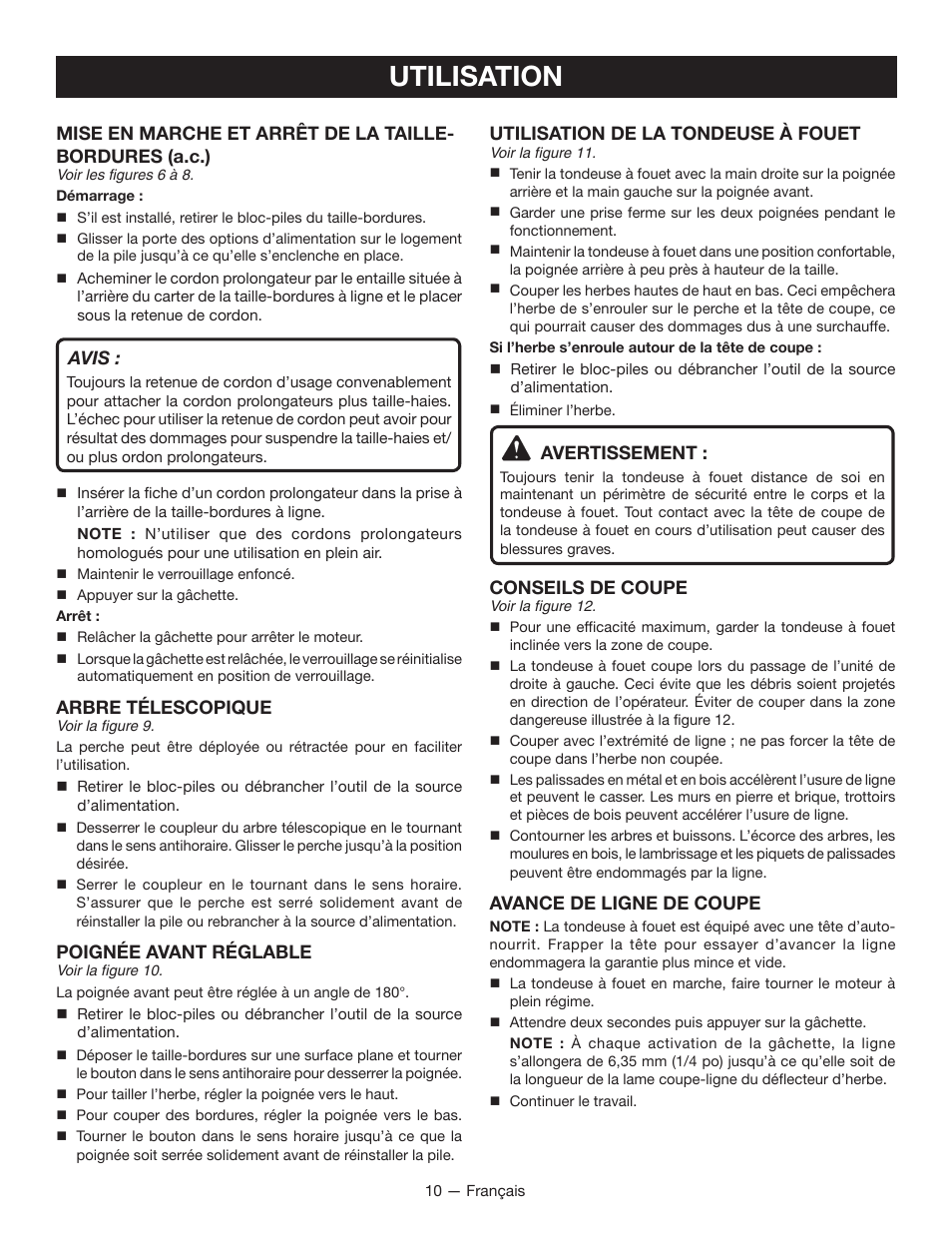 Utilisation | Ryobi P2200 User Manual | Page 27 / 44