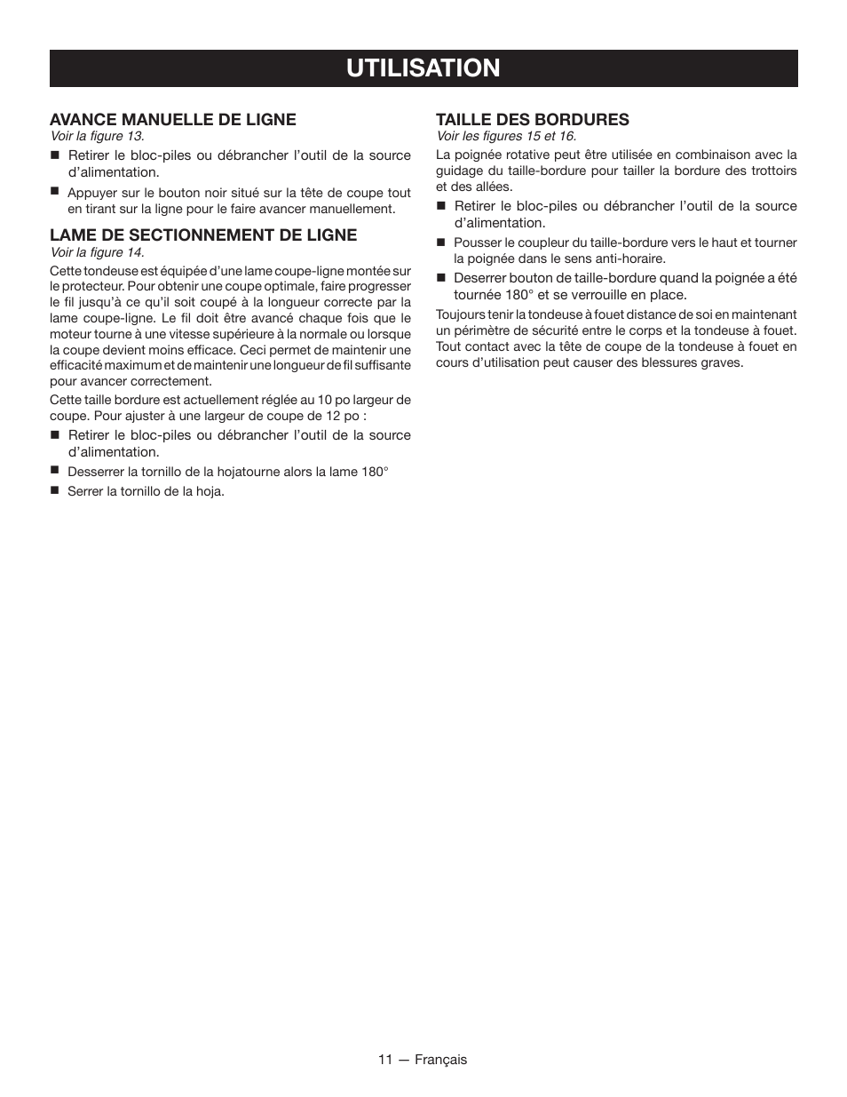 Utilisation | Ryobi P2200 User Manual | Page 28 / 44