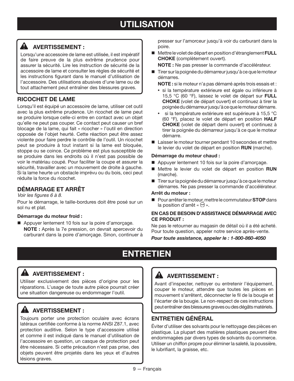 Utilisation, Entretien | Ryobi RY34007 User Manual | Page 24 / 42