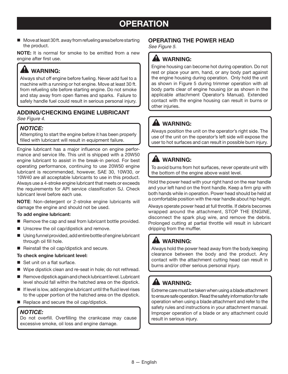 Operation | Ryobi RY34007 User Manual | Page 10 / 42